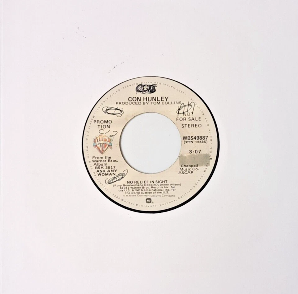 CON HUNLEY: "No Relief in Sight" Stereo and Mono" 7" 45 RPM WBS49887 - Image 2 of 3