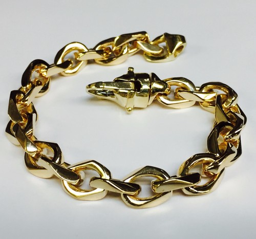 18k Solid Yellow Gold Cable Link Men's 