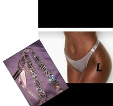 Victoria's Secret Bling Strap Pebble Grey Thong Size Large