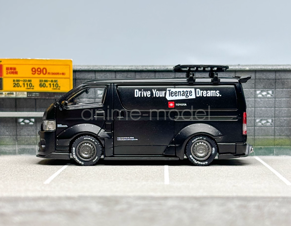 Tarmac 1:64 Black Hiace Widebody Mini Van Sports Model Diecast