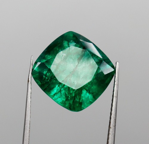 8-10 Ct Cushion Cut Natural Columbian Emerald Certified Loose Gemstone - Picture 2 of 7