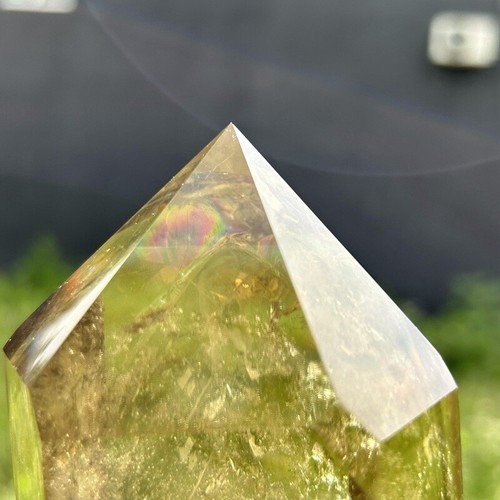2.72LB Natural Top Smokey Citrine Carved Obelisk Quartz Crystal point Wand+Stand - Picture 11 of 12