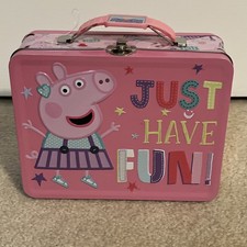 Peppa Pig Pink Lunch Box Tin Case Carry All w...
