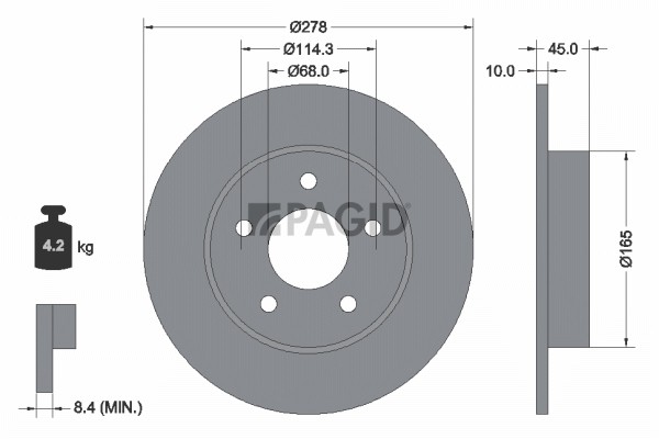 2X Pagid Bremsscheibe Voll Ø278Mm FüR Nissan Almera Tino V10 Primera Kombi WP12-image