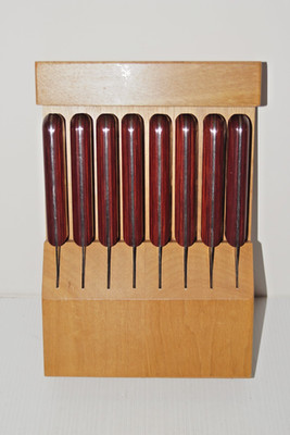 Set of 8 TRAMONTINA Jumbo Porterhouse Steak Knives Stainless Brazil w/Block.