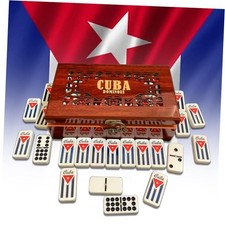 Cuban Double 9 Dominoes Set in Premium Wooden Box   Classic White Tiles with
