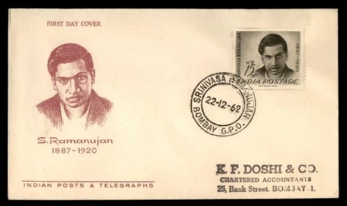 Mayfairstamps India FDC 1962 S Ramanujan First Day Cover aax_46367