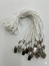 800 Pack Bulk Lanyards for ID Name Badges - WHITE with Bulldog Clip