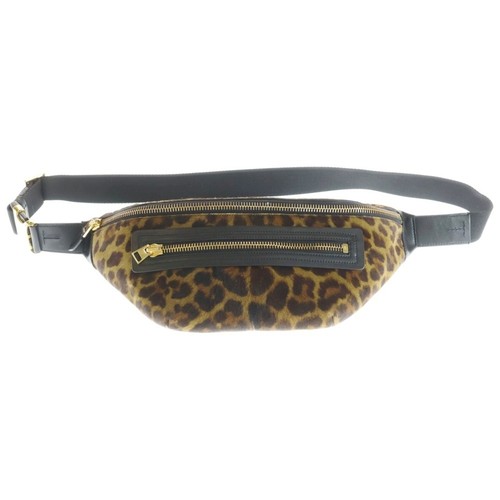 Tom Ford Haraco Leopard Pattern Leather One Shoulder Bag Waist Pouch Brown Used