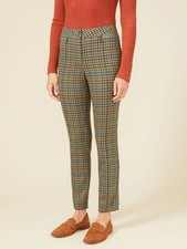 J. Mclaughlin Pants 12 Green Plaid Yara Slim Fit Straight Ankle Career Casual