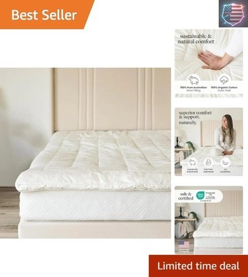 Wool Mattress Topper, Oeko-TEX Standard 100, Merino Wool Fill, Organic Cotton...