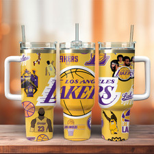 Purple Gold Basketball Fan Insulated Tumbler with Handle 20oz 30oz 40oz