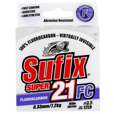 Sufix Super 21 FC 150m Fluorocarbon Fishing Line (Clear)