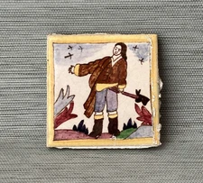 Antique AETCO American Faience European Style Art Tile, Traveler