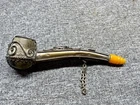 ANTIQUE METAL SMOKING PIPE DECORATED FILIGREE AMBER MOUTHPIECE COLLECTIBLE