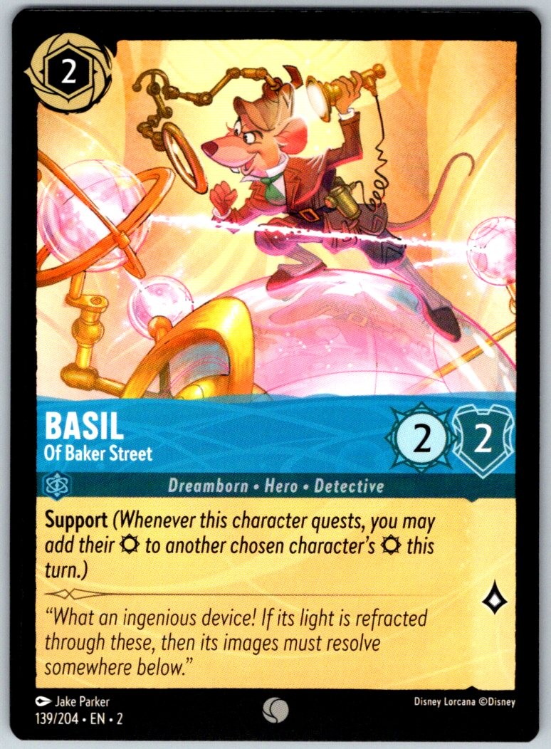 Basil - Of Baker Street 139/204 Common Rise of the Floodborn NM Lorcana Disney
