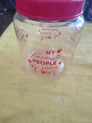 New Small Red My Favorite People Have Paws  Pet Treat Container