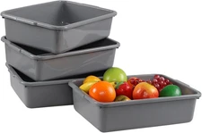 4 Pack Food Service Bus Tubs, 8 L Restaurant Bussing Tub, Commercial Bus Tub, Gr