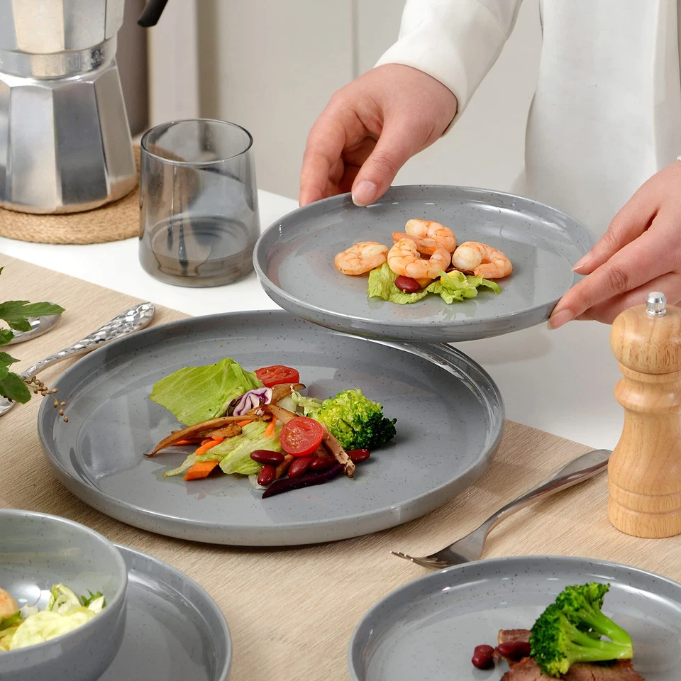 Melamine Dinnerware Sets for 4, 12Pcs Kitchen Plates and Bowls Set, Unbreakab... - Image 2 of 4