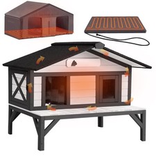 Heated Cat House for Outside Outdoor Cat House Insulated with Heated Pad