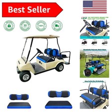 Luxury EZGO TXT RXV Golf Cart Front Rear Seat Covers - Breathable Black/Blue