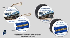 BLOCKBUSTER VIDEO Ornament / Magnets - Vintage Defunct Retail Logo Movie Rental
