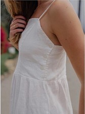 New Brandy Melville 100% Linen White Maxi Slip Dress Sleeveless Button NWT