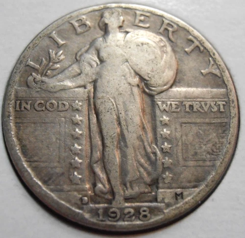 1928 D Liberty Standing Silver Quarter,  Better Grade, (28DEG1)