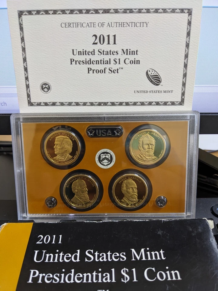 2011 US Mint Proof Set 4 Piece Presidential Golden Dollar  - Image 3 of 4