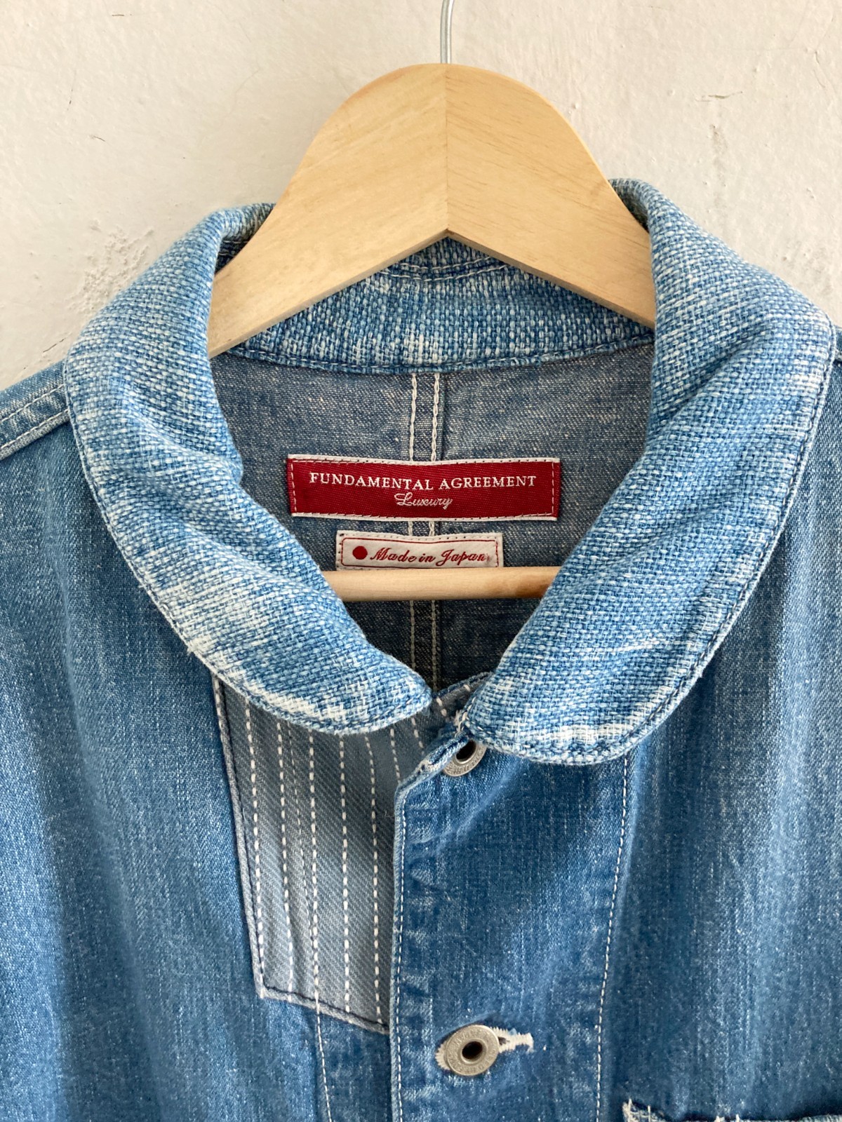 FDMTL Denim Patchwork Jacket Chore Jacket Indigo … - image 2