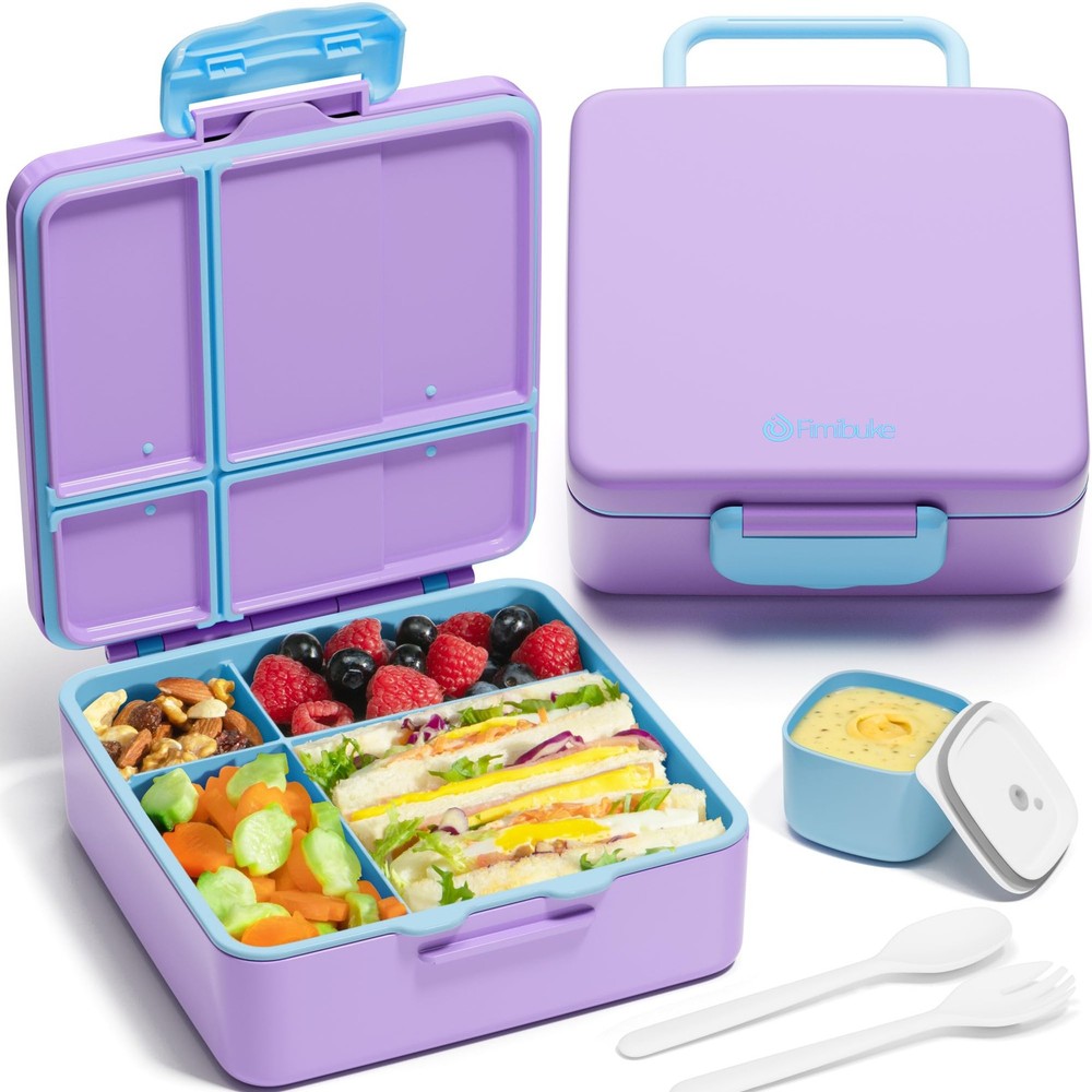 Kids Leak-Proof 4-Compartment Bento Lunch Box for Toddlers BPA-Free