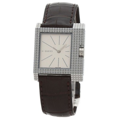GUCCI Square face Watches 7100M Stainless Steel/Leather mens