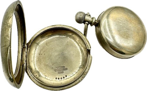 Antik 18 Größe Fahy's Nr. 1 zweiteilig offenes Gesicht Taschenuhr Etui OresilberUSA - Bild 3 von 6