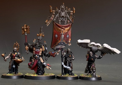 Chaplain Grimaldus & Retinue Warhammer 40K Space Marines Black Templars Painted