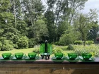CUPS and SAUCERS  Vtg Set 7 Anchor Hocking Charm Forest Green Fire King