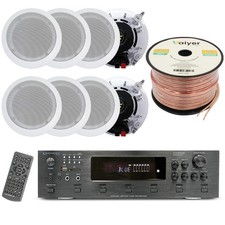 Vaiyer 6000W 6-Channel Bluetooth Amplifier w/ 8 x 6.5" In-Ceiling Speakers Kit