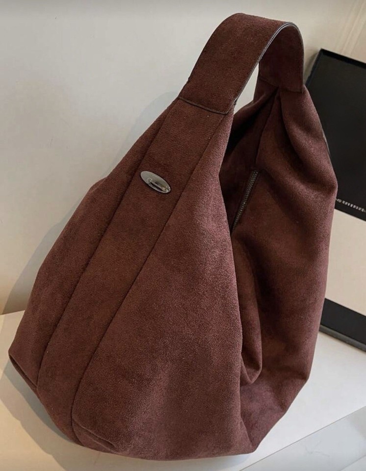 Slouchy Hobo Suede Chocolate Brown Bag Tote Shoulder Purse Luxury — free download