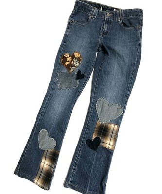 Levis Handmade Patchwork Patched Jeans Unique OOAK  Little Size 4S