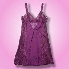 Y2K Fitted Victoria  s Secret Purple Semi Sheer Lace Slip Dress