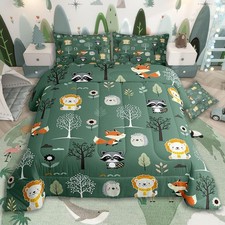 Kids Forest Comforter Woodland Jungle Animals Twin Bedding Set for Boys Girls...