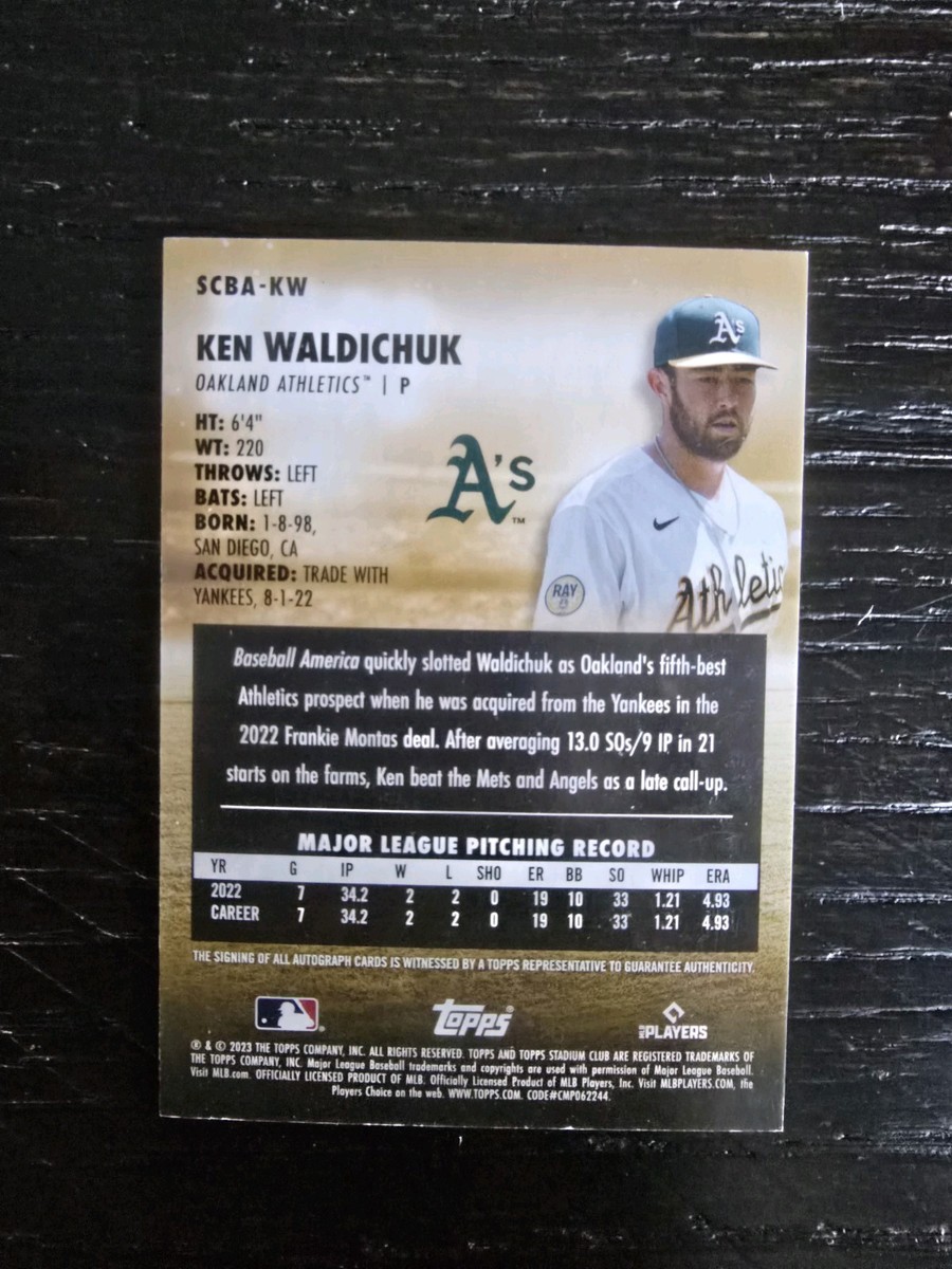 2023 Topps Stadium Club - Autographs Ken Waldichuk #SCBA-KW (AU