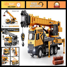 Construction Crane Truck Toy Set - 29" Alloy Engineering Vehicles with Lights