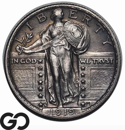 1919-S Standing Liberty Quarter Choice AU++/Unc, Key Date, Tough This Nice!