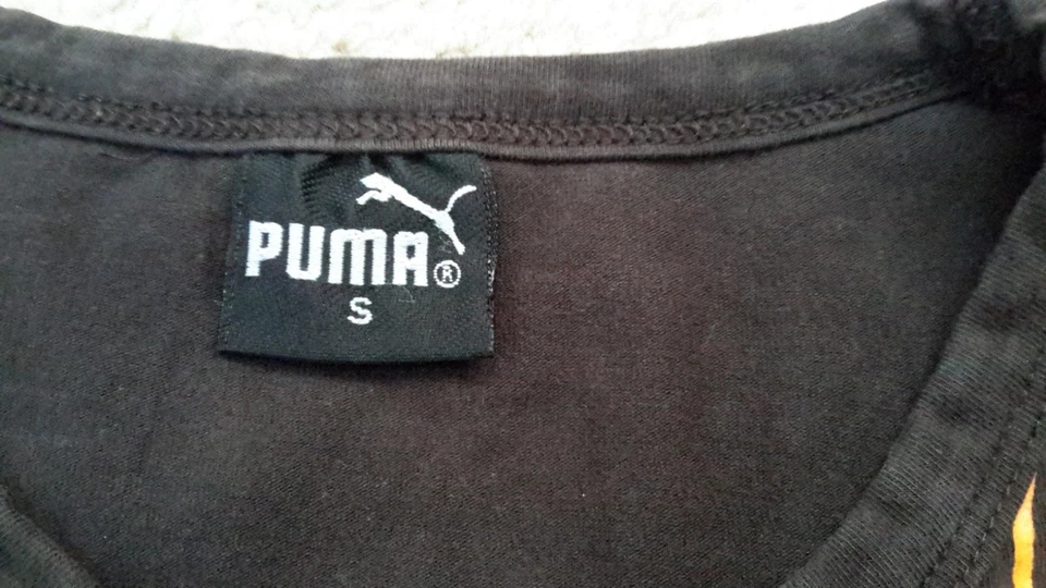 Puma Girls Size S Short Sleeve T-Shirt Chocolate Brown/Golden Leaves Logo - Image 4 of 4