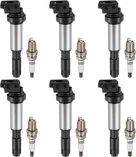 6 Ignition Coils Pack UF522 and Spark Plug For 2003-2005 BMW 525i 2.5L l6