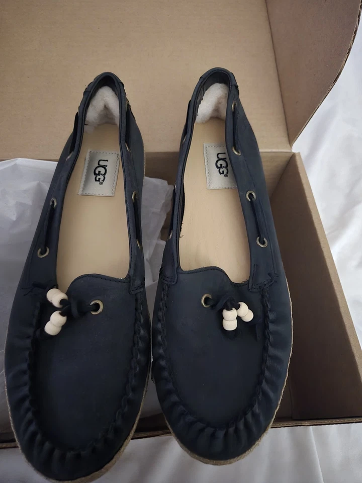 Женские замшевые туфли-слипоны UGG на плоской подошве размер 8 темно-синие Suzette - Изображение 2 из 4