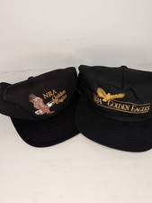 2 Vintage NRA Golden Eagles Hat Cap Snapback Embroidered Logo Made In USA Black