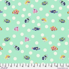 Free Spirit Tula Pink "Floral Reef" School Crossing Seafoam By The Half Yard