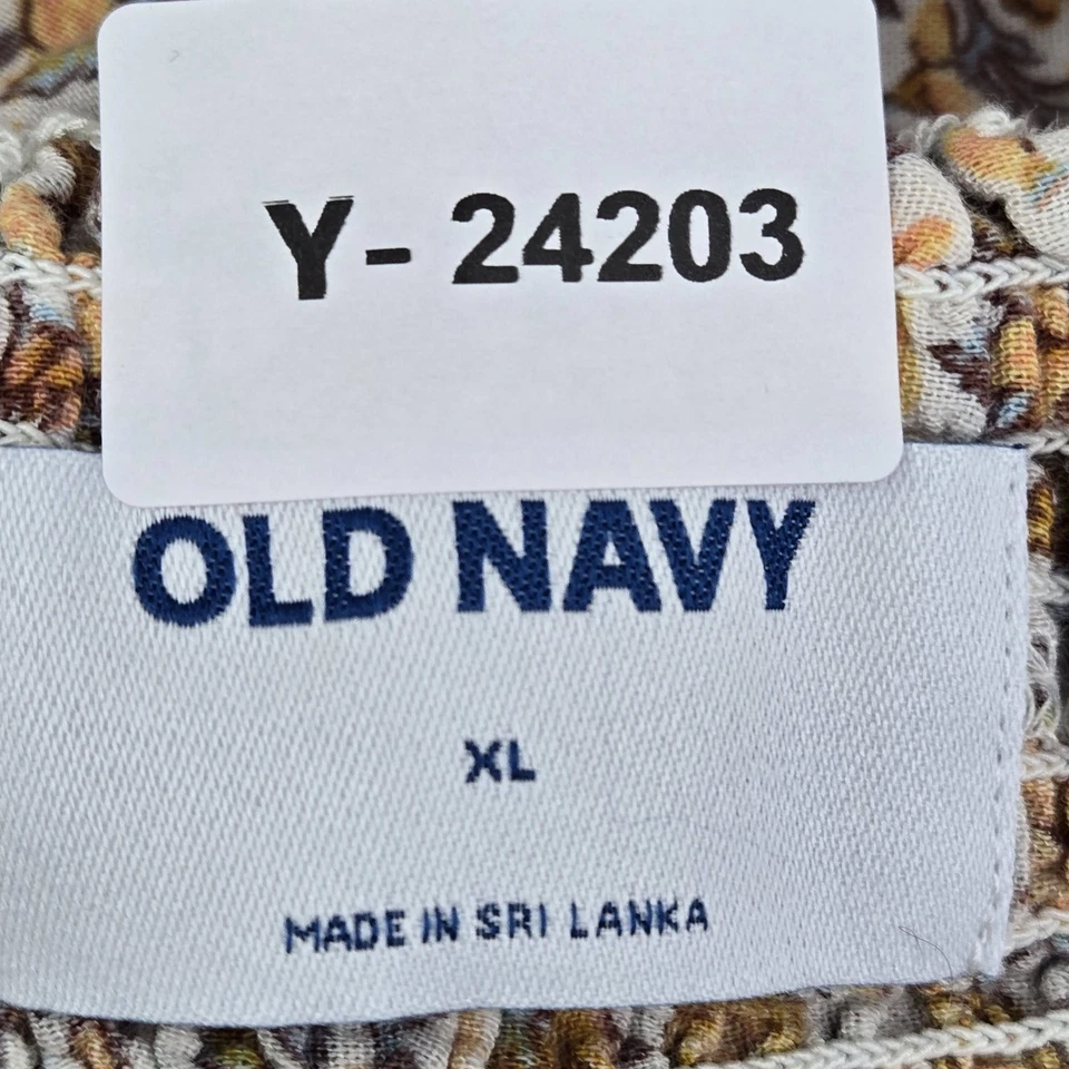 Блузка женская Old Navy XL желтая с цветочным узором крестьянская с рукавами-затяжками эластичная с оборками - Изображение 2 из 4