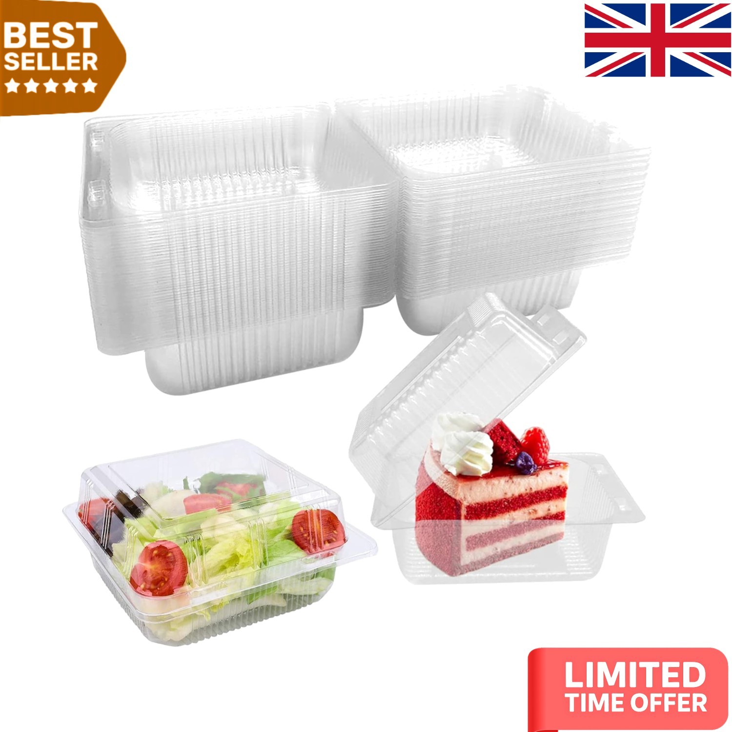 50 Individual Cake Slice Boxes - Eco-Friendly Clear Containers for Gifting